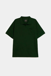 Cotton Relax Fit Pocket Polo - Forest Green